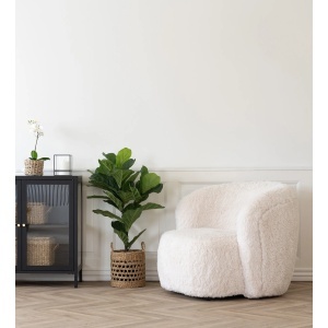 FOTOLIU RELAXARE SETUBAL, DIN LEMN SI BLANA ARTIFICIALA, CULOARE ALB-CREM, HOUSE NORDIC - Img 2