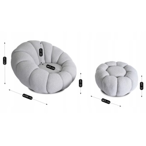 FOTOLIU ROTATIV CU POUF, ARTIM MEBLE, REALIZAT DIN MATERIAL TEXTIL BOUCLE GRI, STIL MODERN - Img 6