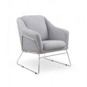 FOTOLIU SOFT, GRI/CROM, TAPITERIE DIN STOFA SI PICIOARE DIN METAL, STIL MODERN