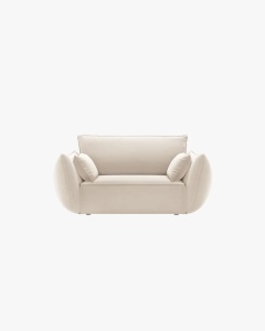 FOTOLIU SPATIOS SI CONFORTABIL KAELLE, 128X110 CM, BEJ DESCHIS, CU TAPITERIE DIN TEXTIL CATIFEA BLUVEL, MICADONI