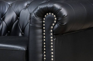 FOTOLIU STIL CLASIC, CHESTERFIELD, DIN PIELE ECO DE CALITATE, NEGRU - Img 3