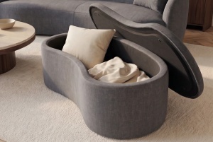 LADA DE DEPOZITARE ELEMENTS, 120CM, DIN LEMN SI MATERIAL CATIFEA, CULOARE GRI GRAFIT, INVICTA INTERIOR - Img 10