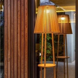LAMPA DE PODEA OKINAWA, CONFECTIONATA DIN BAMBUS, CU TELECOMANDA INCLUSA - Img 1