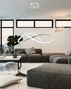 Lampă de tavan Inel suspendat LED moderna + telecomandă APP393-CP Chrome - Img 3
