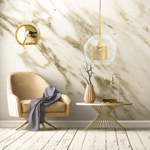 Lampă suspendată din sticlă galbena aurie APP556-1CP 30cm - Img 4