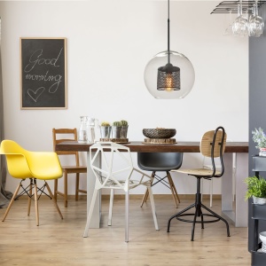 Lampă suspendată din sticlă loft negru APP559-1CP 30cm - Img 4