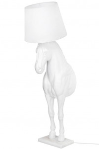 LAMPADAR KON HORSE STAND M, ALB, DIN FIBRA DE STICLA, MARMURA SI TEXTIL, STIL MODERN