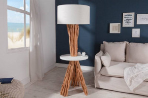 LAMPADAR SERVANT 153CM DIN LEMN SI IN, ALB/NATURAL, COD 40400 - Img 2