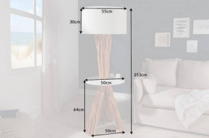 LAMPADAR SERVANT 153CM DIN LEMN SI IN, ALB/NATURAL, COD 40400 - Img 7