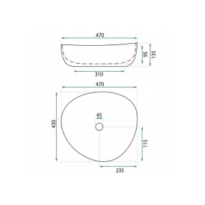 LAVOAR PE BLAT ASIMETRIC, BASARO WIKTORIA 47 CM, DIN CERAMICA, CALITATE SUPERIOARA, REA - Img 2