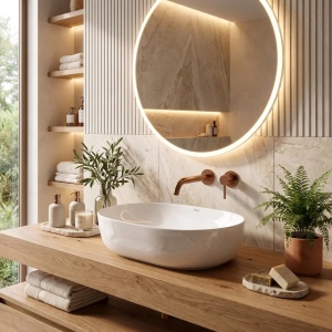 LAVOAR PE BLAT CLEO 50CM REA, MATERIAL CERAMICA, DE CULOARE ALB - Img 6