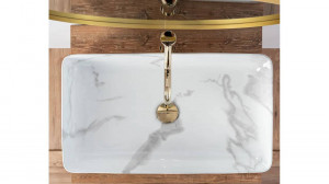LAVOAR REA DENIS, SHINY MARMO, EFECT DE MARMURA ALBA, 61,5 CM, DIN CERAMICA, CALITATE SUPERIOARA - Img 3