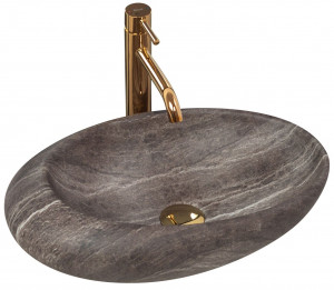 LAVOAR REA ROXY A, STONE, EFECT DE PIATRA GRI, 49 CM, DIN CERAMICA, CALITATE SUPERIOARA - Img 3