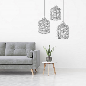 LUSTRA CRYSTAL SILVER APP729-3CPR, 25X90, ARGINTIU, DIN METAL CROMAT SI CRISTALE, STIL MODERN, TU - Img 5