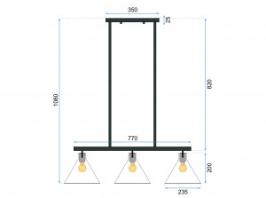 LUSTRA CU 3 BECURI APP318-3CP, 108x77 cm, NEGRU SI ARGINTIU, DIN STICLA SI METAL DE INALTA CALITATE, STIL MODERN, TU - Img 5