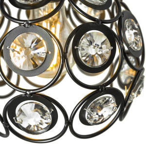LUSTRA CU 3 BECURI CRYSTAL BALL APP209-3CPR, 20x20 cm, NEGRU, DIN ALUMINIU, STIL MODERN, TU - Img 6