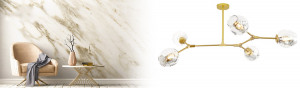 LUSTRA CU 5 BECURI GOLD GLASS APP506-5C, 100 cm, AURIU, DIN OTEL DE INALTA CALITATE SI STICLA, STIL MODERN, TU - Img 5