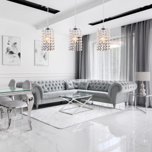 LUSTRA GLAMOR CRYSTAL APP732-3CPR, 27x103 cm, ARGINTIU, DIN METAL DE INALTA CALITATE SI CRISTALE, STIL MODERN, TU - Img 5