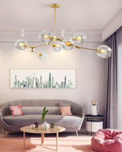 LUSTRA GOLD APP507-7C, 130 cm, AURIU, DIN OTEL DE INALTA CALITATE SI STICLA, STIL MODERN, TU - Img 2