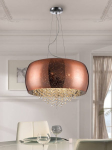 LUSTRA/PLAFONIERA CAELUM, 50 CM, CROM/CUPRU, DIN METAL SI STICLA, STIL MODERN