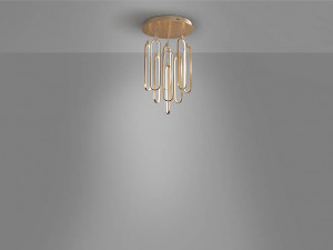 LUSTRA/PLAFONIERA COLETTE, SCHULLER, 50CM, AURIU ROSE/OPAL, METAL SI ALUMINIU, STIL MODERN - Img 6