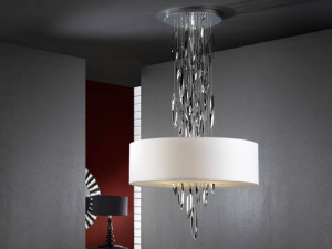 LUSTRA/PLAFONIERA DOMO, 55 CM, ALB/CROM, DIN METAL SI METACRILAT, STIL MODERN