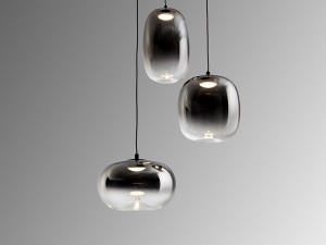 LUSTRA/PLAFONIERA ONICE, 35/220 CM, NEGRU MAT/FUMURIU, DIN METAL SI STICLA, STIL MODERN - Img 3