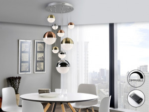 LUSTRA/PLAFONIERA SPHERE, CU TELECOMANDA, 50 CM, CROM/ALAMA/CUPRU, DIN METAL SI POLICARBONAT, STIL MODERN - Img 3