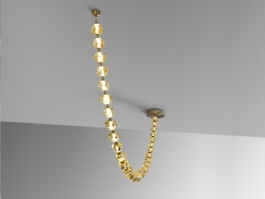 LUSTRA/PLAFONIERA ZARIA II, CULOARE BRONZ/AURIU, DIN METAL SI ACRIL, STIL MODERN - Img 6