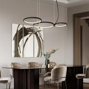 LUSTRA RING 3 LED, APP752-30-40-50, 110x97 cm, NEGRU SI AURIU, DIN METAL DE INALTA CALITATE, STIL MODERN, TU - Img 8