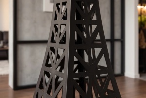 MASA DE BAR PARIS LOFT 105CM, REALIZAT DIN LEMN DE MANGO SI METAL, DE CULOARE MARO/NEGRU - Img 4