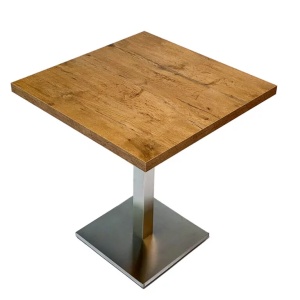 Masă de cafenea patrata 68x68cm, culoare stejar lancelot, metal si furnir laminat - Img 6