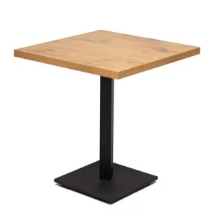 Masă de cafenea patrata 68x68cm, culoare stejar lancelot, metal si furnir laminat