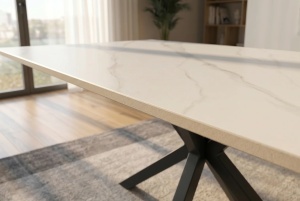 MASA DE DINING GALAXIE 180CM, DIN METAL SI CERAMICA, CULOARE ALB/NEGRU, INVICTA INTERIOR - Img 3