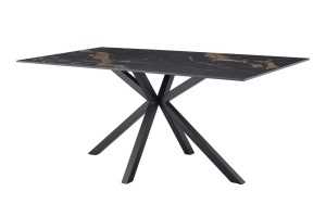 MASA DE DINING GALAXIE 180CM, DIN METAL SI CERAMICA, CULOARE AURIU/NEGRU, INVICTA INTERIOR