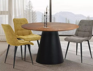 MASA DINING 100cm, EFECT DE MARMURA STEJAR/NEGRU MAT, DIN MDF LAMINAT, STIL MODERN