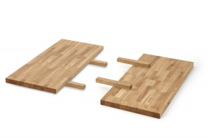 MASA DINING APEX, STEJAR/NEGRU, 140 CM, BLAT DIN LEMN MASIV SI PICIOARE DIN METAL, STIL VINTAGE - Img 4