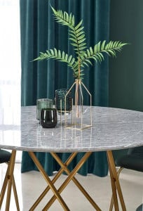 MASA DINING BONELLO, CU EFECT DE MARMURA GRI DESCHIS/AURIU ANTICHIZAT, 120 CM, DIN MDF SI METAL, STIL MODERN - Img 7