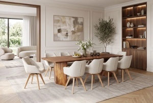 MASA DINING DIAMOND 240CM, REALIZATA DIN LEMN MASIV DE TRANDAFIR, CULOARE NATUR, INVICTA INTERIOR - Img 10