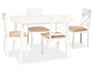 MASA DINING DIN LEMN + MDF LUTON ALB STIL SCANDINAV - Img 2