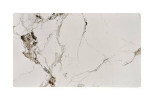 MASA DINING EMILIO, 120 CM, EFECT DE MARMURA ALBA/NEGRU, DIN MARMURA SI METAL, STIL MODERN - Img 2