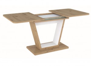 MASA DINING EXTENSIBILA 120/160 CM, STEJAR ARTISAN/ALB MAT, DIN PAL LAMINAT, STIL MODERN - Img 7
