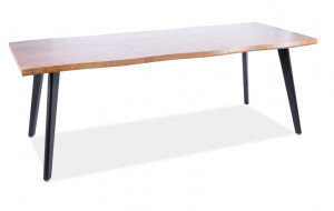 MASA DINING EXTENSIBILA, 150/210 CM, STEJAR ARTISAN/NEGRU, BLAT DIN MDF, FURNIR SI PICIOARE DIN METAL, STIL MODERN - Img 6