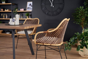 MASA DINING EXTENSIBILA BERLIN, NUC/NEGRU, 140/180 CM, BLAT DIN MDF SI PICIOARE DIN METAL, STIL VINTAGE - Img 5