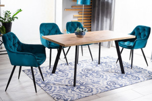 MASA DINING EXTENSIBILA BRICK, 120/160 CM, STEJAR ARTISAN/NEGRU, BLAT DIN MDF, FURNIR SI PICIOARE DIN METAL, STIL MODERN - Img 2