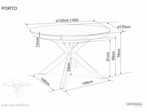 MASA DINING EXTENSIBILA CERAMIC, 120/160 CM, ALB LUCIOS/NEGRU MAT, CONFECTIONATA DN METAL, CERAMICA SI STICLA SECURIZATA - Img 4