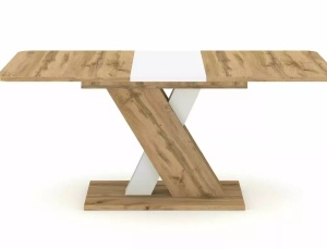 MASA DINING EXTENSIBILA EXEL, 140/180 CM, STEJAR WOTAN/ALB MAT, DIN PAL LAMINAT, STIL MODERN - Img 4