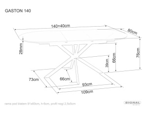 MASA DINING EXTENSIBILA GASTON, 140/180 CM GRI/NEGRU MAT, BLAT DIN CERAMICA SI PICIOARE DIN METAL, STIL MODERN - Img 4