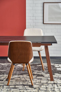 MASA DINING EXTENSIBILA LOZANO, CU ASPECT DE MARMURA NEAGRA/NUC, 140/200 CM, DIN PIATRA SINTETIZATA SI METAL, STIL MODERN - Img 6