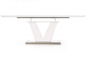 MASA DINING EXTENSIBILA MISTRAL, ALB/CROM, 160/220 CM, BLAT DIN MDF LACUIT SI PICIOR DIN METAL, STIL MODERN - Img 5